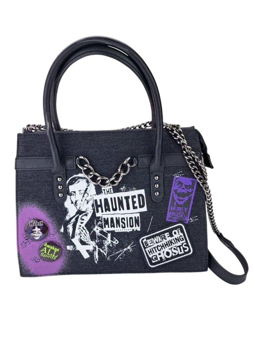 Disney Parks Loungefly Haunted Mansion Black Purse Bag Chain Strap Exclusive New